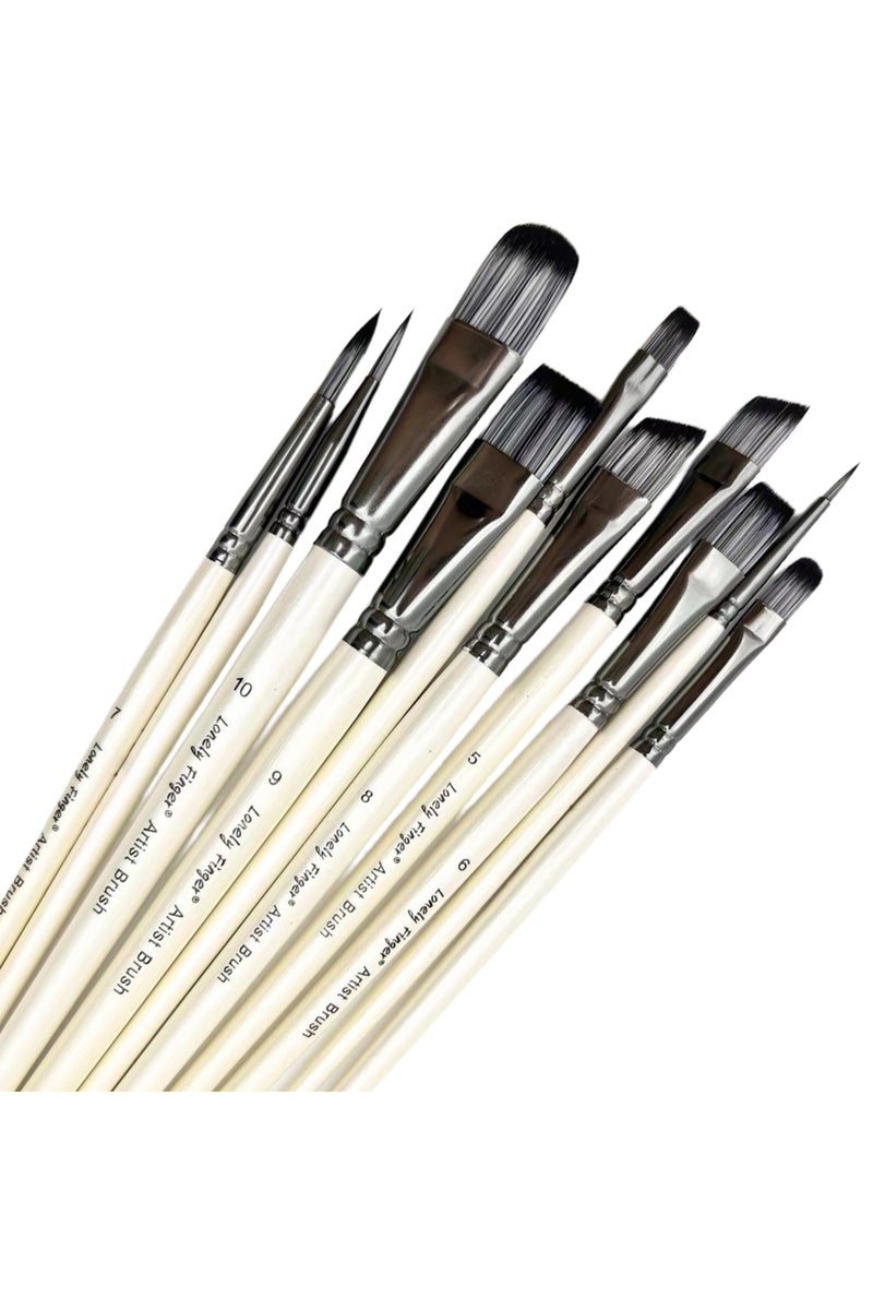 إيروريكس ١٠ فرش بيضاء، ١٠/٢٠ مجموعة فرش رسم فنية، رؤوس شعيرات نايلون مختلفة، فرش رسم احترافية