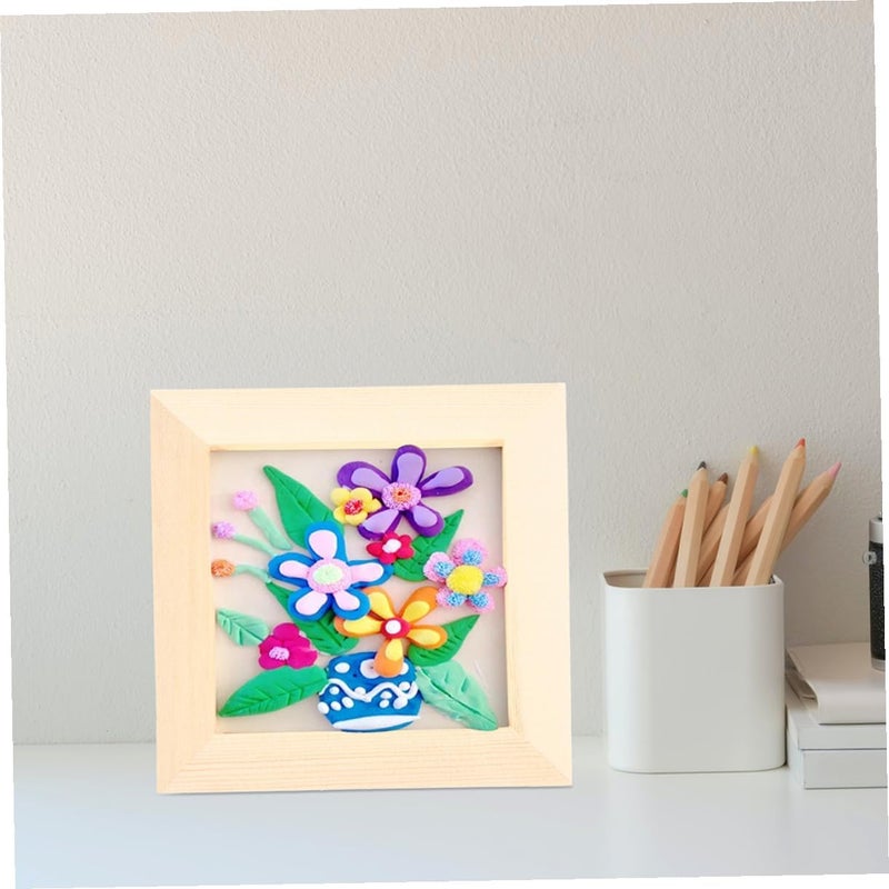 DIY Wooden Picture Frames for Crafts 12X12Cm Pine Wood Clay Display Frame for Artwork, Tabletop Wall Mounted, 5pcs - Image 5