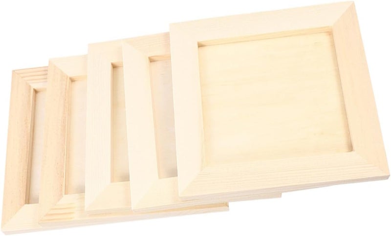 DIY Wooden Picture Frames for Crafts 12X12Cm Pine Wood Clay Display Frame for Artwork, Tabletop Wall Mounted, 5pcs - Image 1