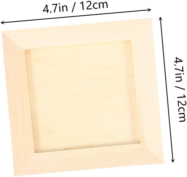 DIY Wooden Picture Frames for Crafts 12X12Cm Pine Wood Clay Display Frame for Artwork, Tabletop Wall Mounted, 5pcs - Image 2