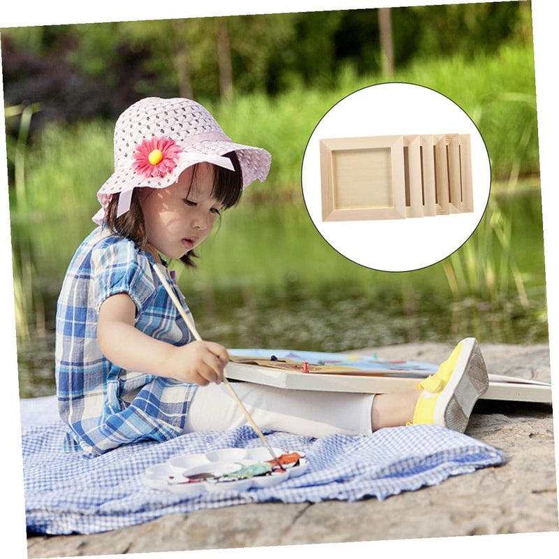 DIY Wooden Picture Frames for Crafts 12X12Cm Pine Wood Clay Display Frame for Artwork, Tabletop Wall Mounted, 5pcs - Image 4