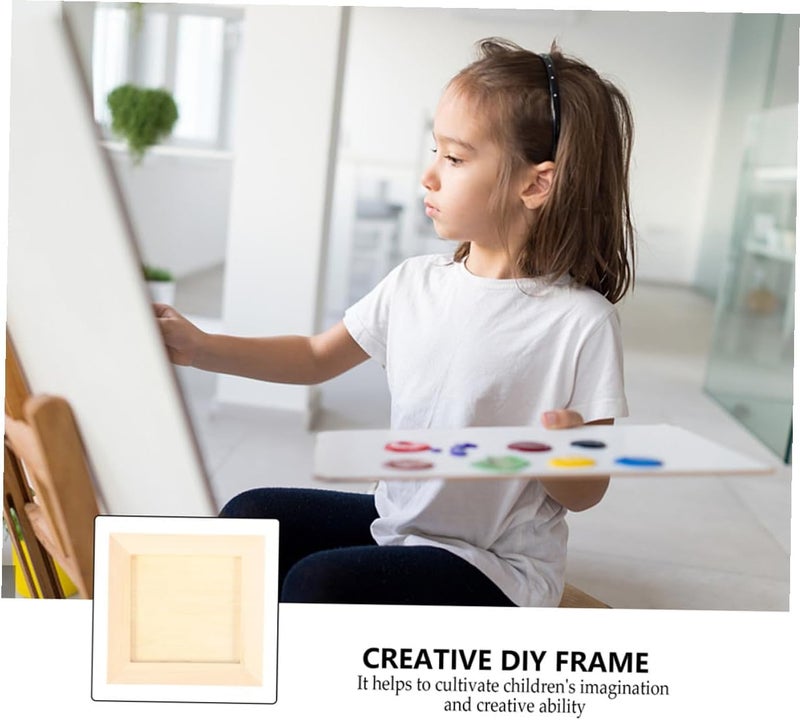 DIY Wooden Picture Frames for Crafts 12X12Cm Pine Wood Clay Display Frame for Artwork, Tabletop Wall Mounted, 5pcs - Image 3