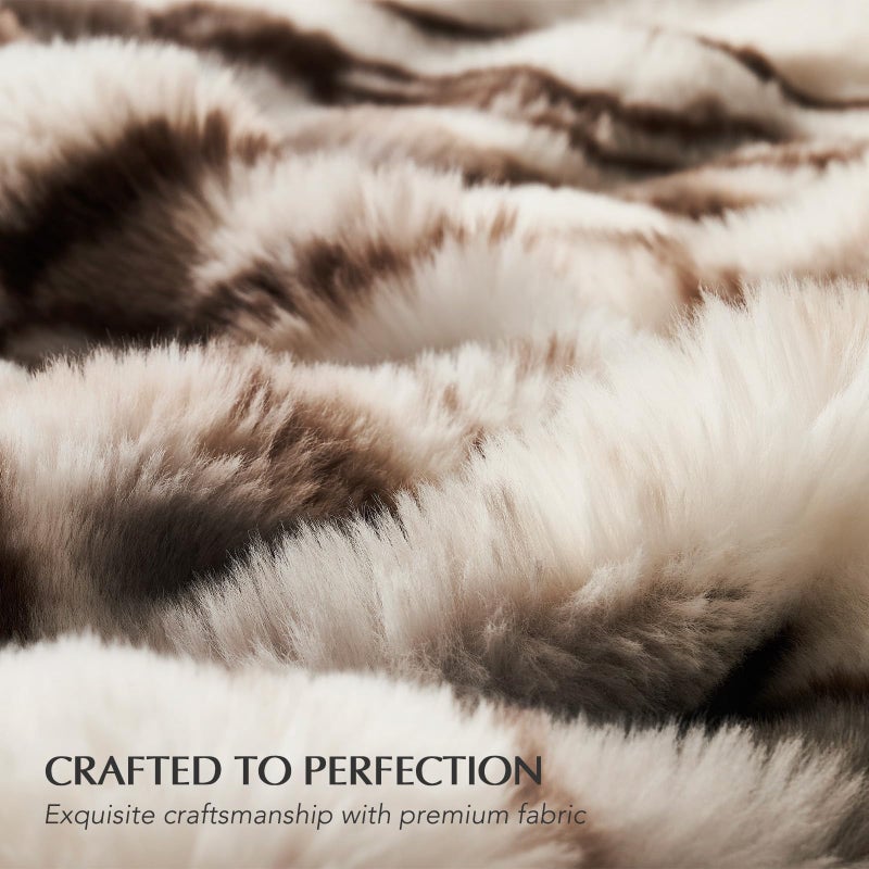 EverGrace Ultra Soft Luxury Fluffy Faux Rabbit Fur Throw Blanket, Thick Warm Bubble Throw for Bed, Cozy Plush Reversible Blankets for Couch, Chair, Sofa, Beige & Gray, 60x80 Inches - Image 4