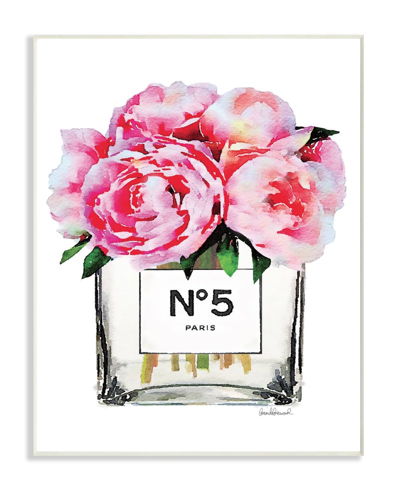 Stupell Industries Glam Paris Vase with Pink Peony Wall Plaque Art Proudly Made in USA 10 x 15
