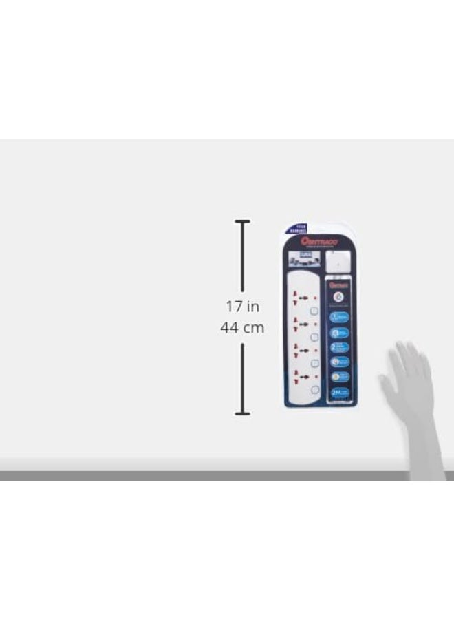 OSHTRACO مقبس تمديد عالمي 4-طرق من أوشتراكو مع سلك بطول 2 متر، متعدد الألوان - Image 4