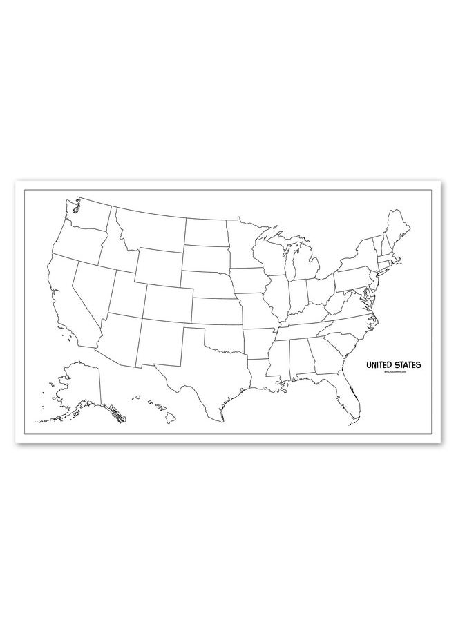 Palace Learning Palace Learning 3 Pack - USA & World Map Blank Outline Posters + Simplified USA Map for Kids [Blank] - LAMINATED, 18" x 29" (For Use With Wet Erase Markers)  - Image 4