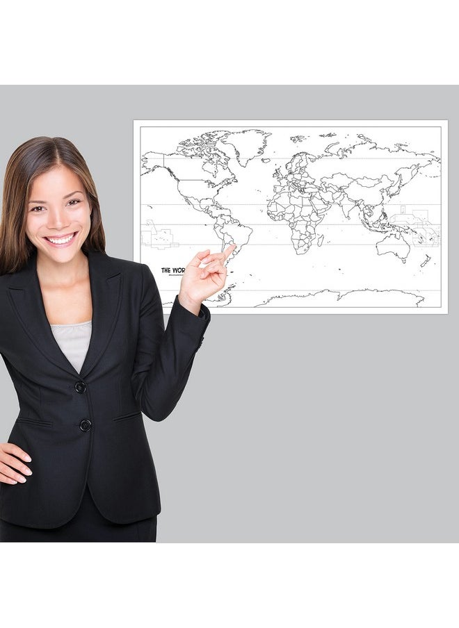 Palace Learning Palace Learning 3 Pack - USA & World Map Blank Outline Posters + Simplified USA Map for Kids [Blank] - LAMINATED, 18" x 29" (For Use With Wet Erase Markers)  - Image 5