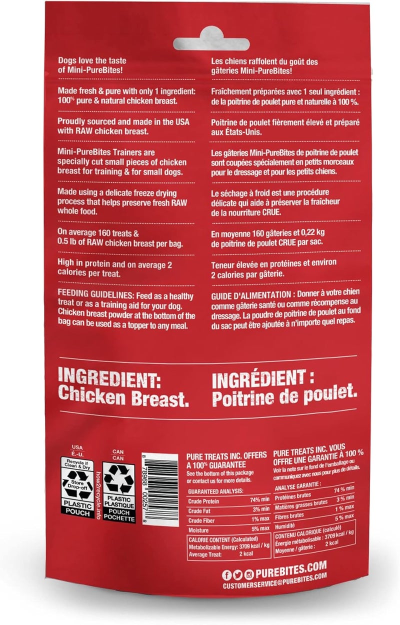 PureBites Mini Chicken Freeze Dried Dog Treats, 1 Ingredient, Made in USA, 2.1oz - Image 2