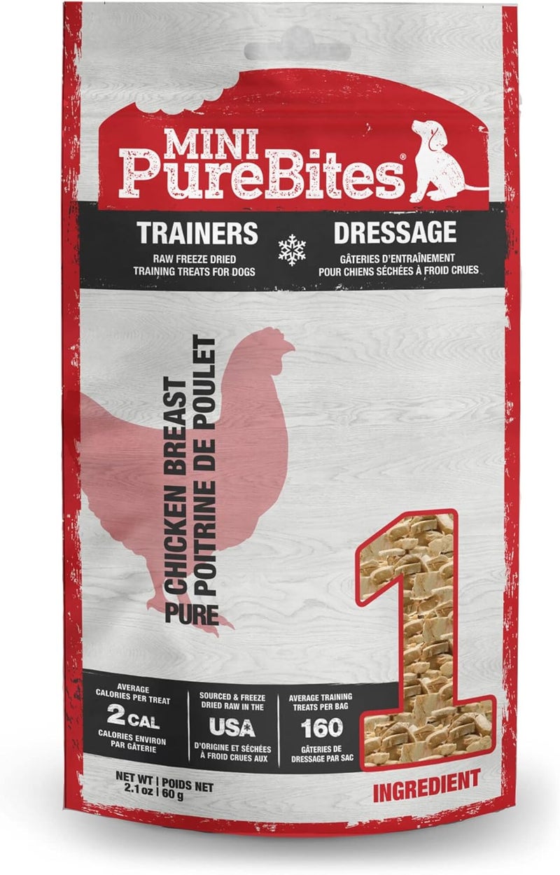 PureBites Mini Chicken Freeze Dried Dog Treats, 1 Ingredient, Made in USA, 2.1oz - Image 1