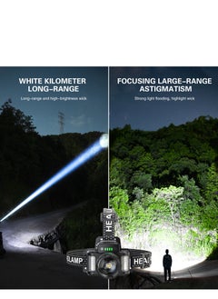 DMG TECH LED Headlamp, Rechargeable High Power Headlight, USB Charging, Super Bright Motion Sensor Headlamps, 6 Lighting Modes, Waterproof Durable Head Lamp for Hiking, Outdoor, Camping, Emergency  - Image 4