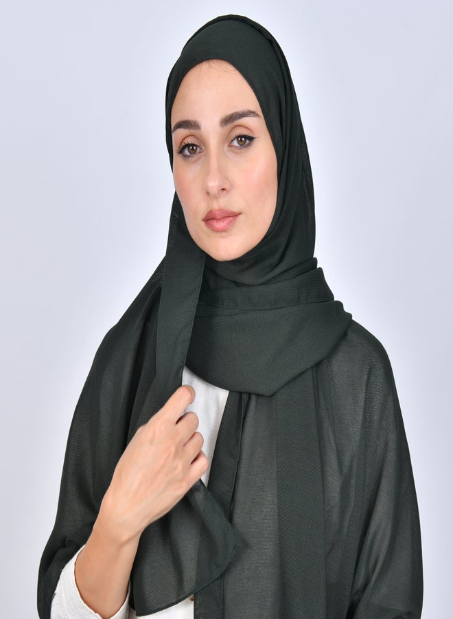 عبايات حوراء طرحه شاش باللون الأخضر الزيتي - Image 1