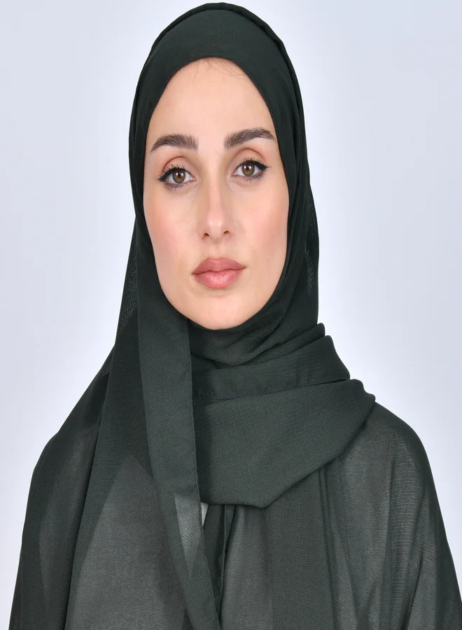 عبايات حوراء طرحه شاش باللون الأخضر الزيتي