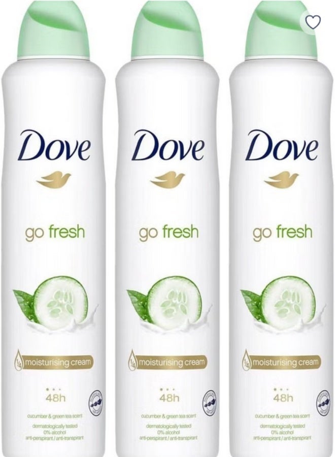 Dove Go Fresh, Deodorant Spray Cucumber and Green Tea 3 x 250ml - Image 2