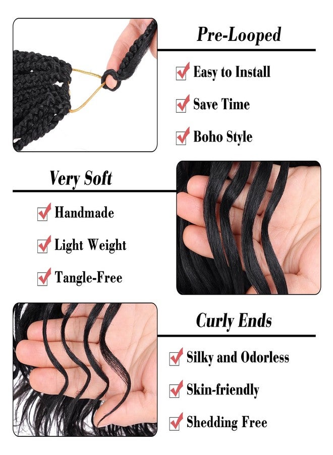 Leeven 14 Inch Pre Looped Ocean Wave Crochet Braids 8 Packs Black Short Curly Crochet Hair Boho Ocean Braids Pre Twisted Synthetic Deep Wavy Crochet Hair for Women - Image 4