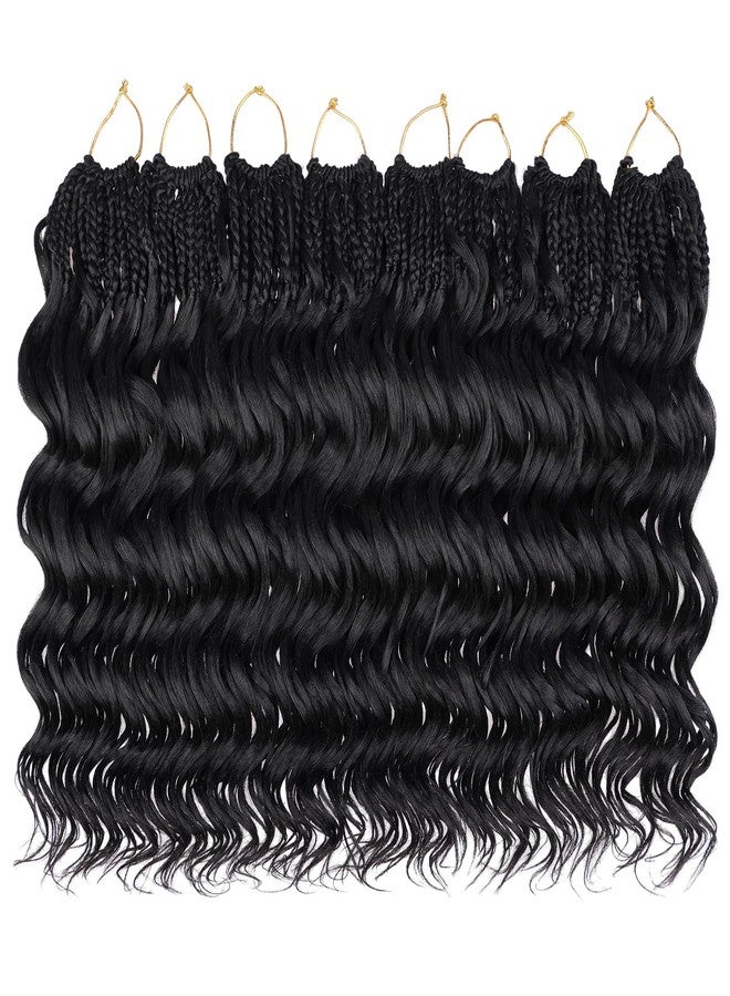 Leeven 14 Inch Pre Looped Ocean Wave Crochet Braids 8 Packs Black Short Curly Crochet Hair Boho Ocean Braids Pre Twisted Synthetic Deep Wavy Crochet Hair for Women - Image 5