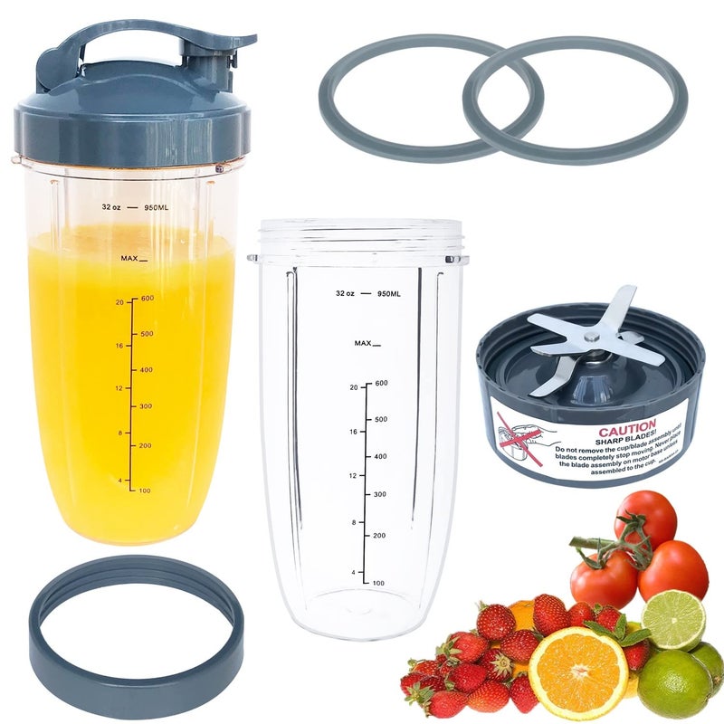 UPGRADE Replacement 32oz Blender Cups  Blade Part Compatible with NutriBullet 600w900w Blender 7 Pieces