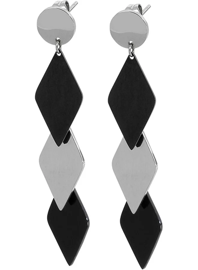 Lee Cooper Women'S Stainless Steel Silver/Black Plating Earrings