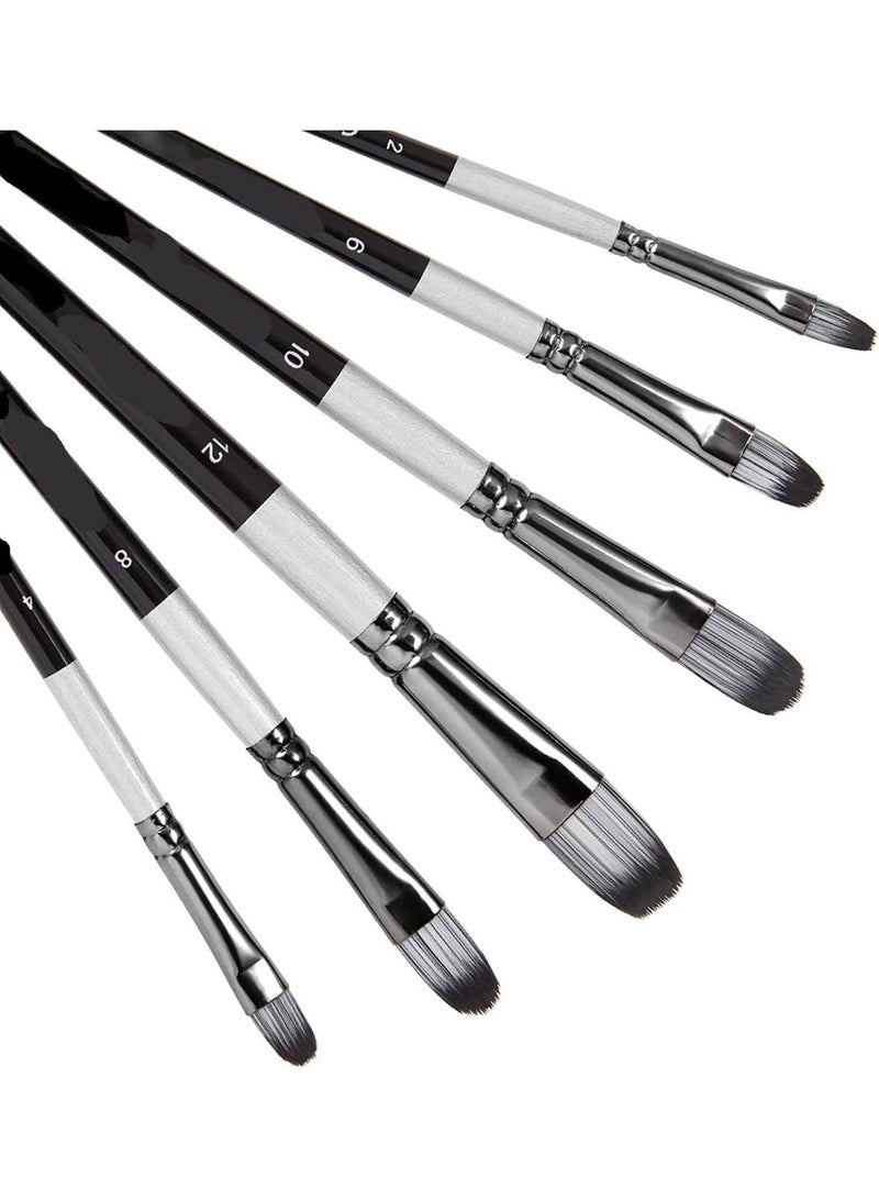 6 قطع مجموعة فرشاة الرسم باللون الأبيض، فرشاة فنية من النايلون لرسم الأكريليك والزيت واللون المائي والغواش، تفرز الألوان بسلاسة، مناسبة للمبتدئين والمحترفين. - Image 1