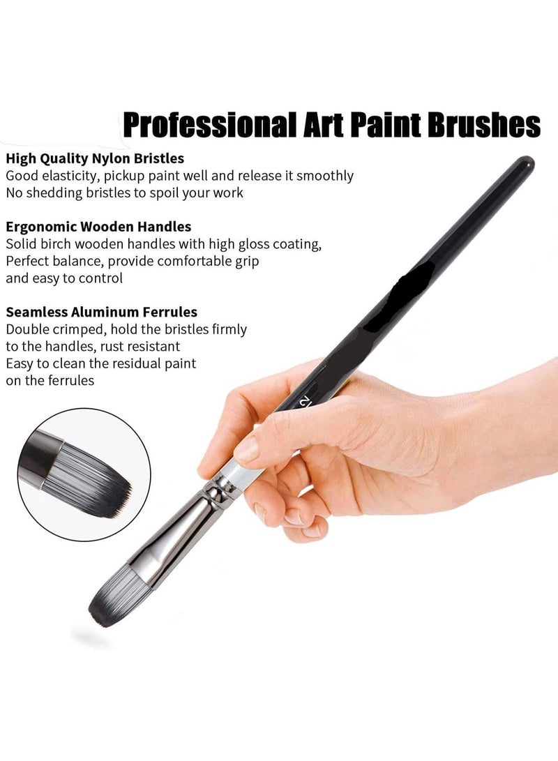 6 قطع مجموعة فرشاة الرسم باللون الأبيض، فرشاة فنية من النايلون لرسم الأكريليك والزيت واللون المائي والغواش، تفرز الألوان بسلاسة، مناسبة للمبتدئين والمحترفين. - Image 5