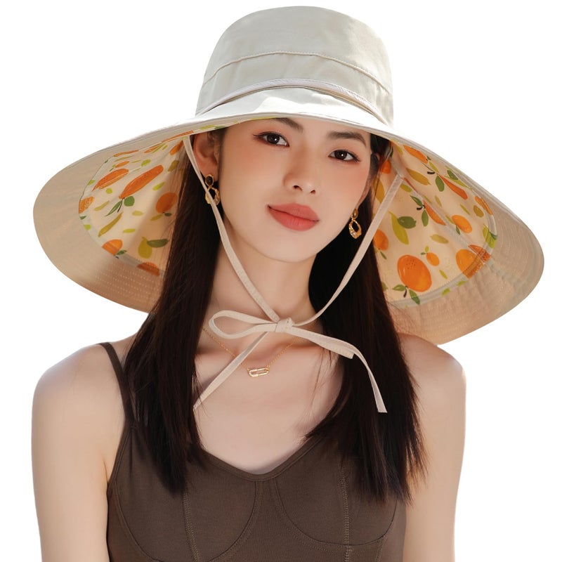 Huamulan 7 inch Wide Brim Women Sun Floppy Hat Summer Beach Bucket Fishing Hats Reversible Packable UV Protection for Hiking Garden Travel - Image 2
