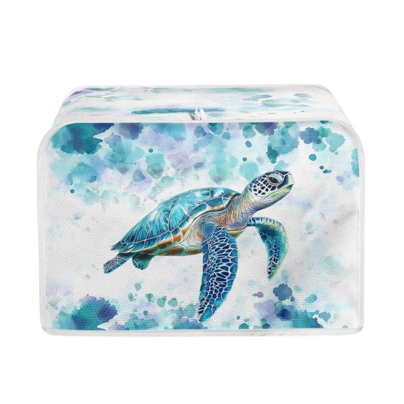 ZFRXIGN Hippie Sea Turtle Toaster Covers 4 Slice Toaster Dust Bag Kitchen Appliance Oven Dustproof Case Machine Washable Aqua Blue