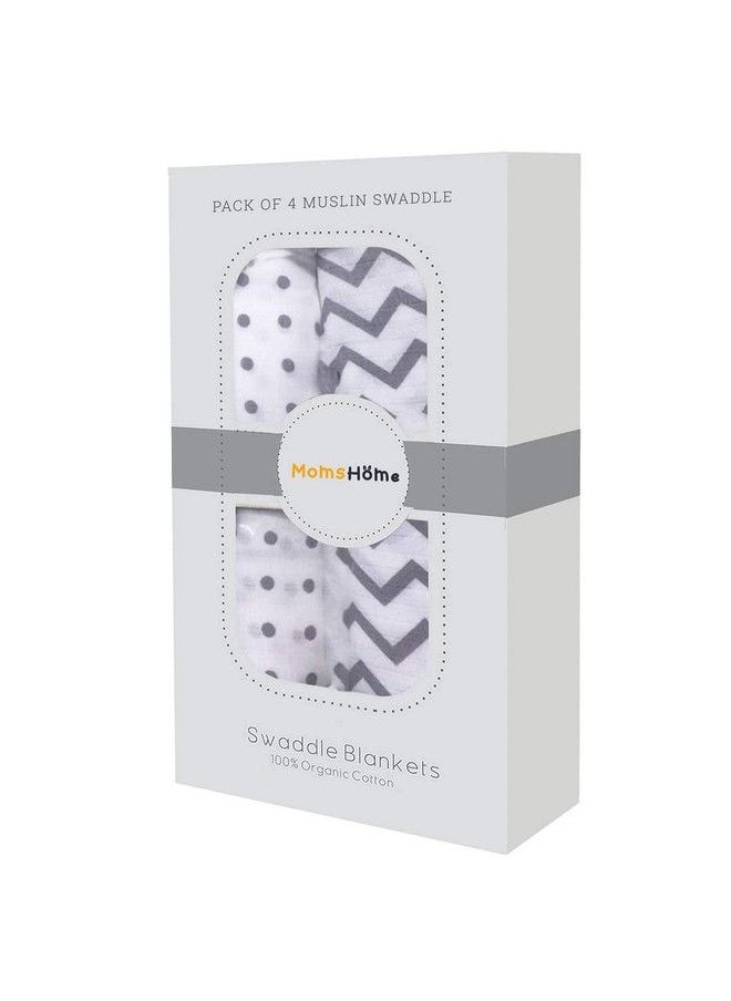 MOM'S HOME - Organic Cotton Super Soft Baby Muslin Cloth Swaddle012 Monthspack Of 2Grey Box - Image 1