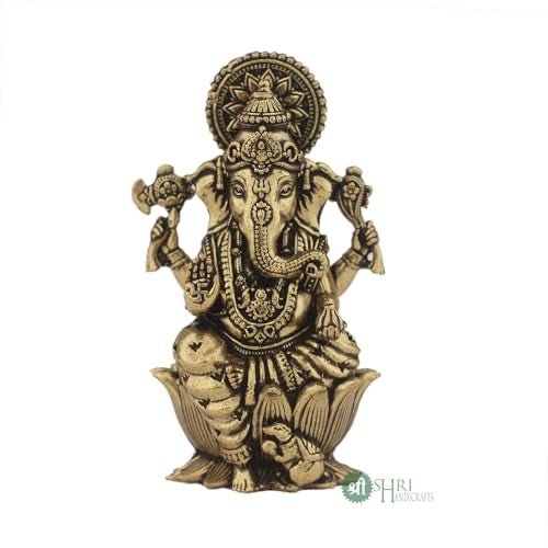 INDICAST Brass Ganesha Idol for Good Luck & Worship | 2.5" Ganpati Hindu God Statue Figurine Perfect for Decoration Puja & Gifting Purpose Sculpture (Weight- 70gm) - Image 3