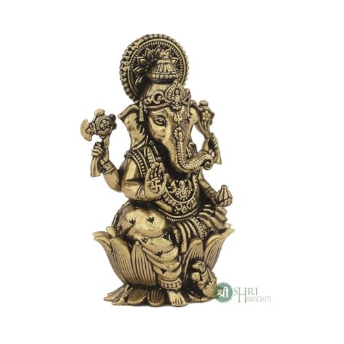 INDICAST Brass Ganesha Idol for Good Luck & Worship | 2.5" Ganpati Hindu God Statue Figurine Perfect for Decoration Puja & Gifting Purpose Sculpture (Weight- 70gm) - Image 4