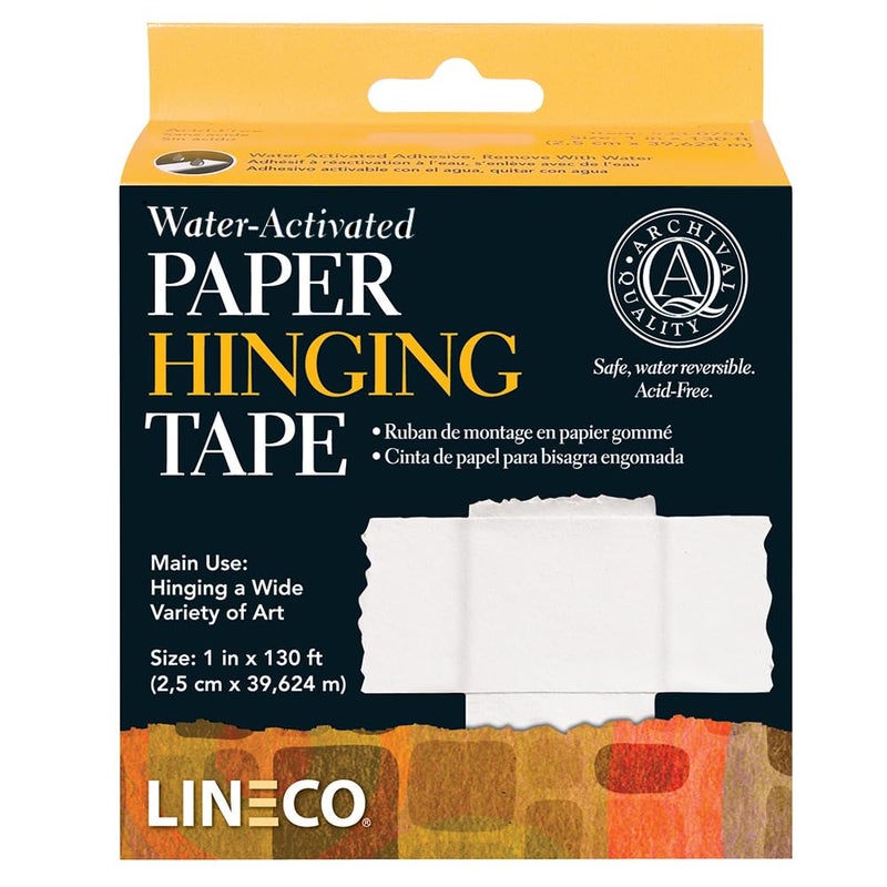 Lineco Archival Water Activated Paper Hinging Tape AcidFree with Neutral pH for Hinging Art Photo Matboard 1 Inch x 130 Feet Pack of 1
