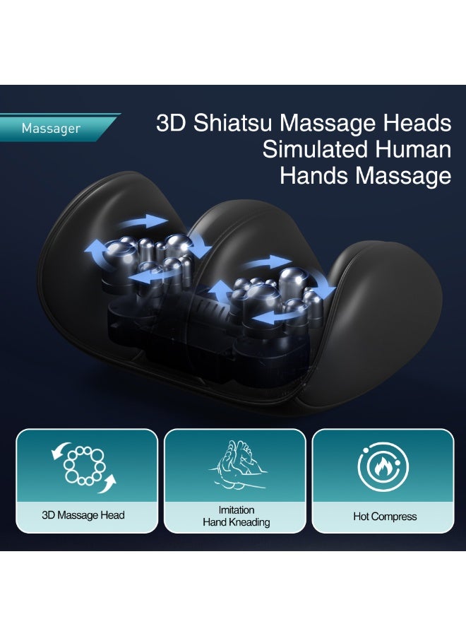 EzzySo 3 Massage Modes 3 Intensity Levels Electric Shiatsu Foot Massage With Heat, Foot And Calf Massager Kneading Rolling Calf Leg Arm Massager For Pain Relief Promotes Blood Circulation Adjustable Intensity for Foot Massage, Lightweight and Relax for Home or Office Use - Image 4