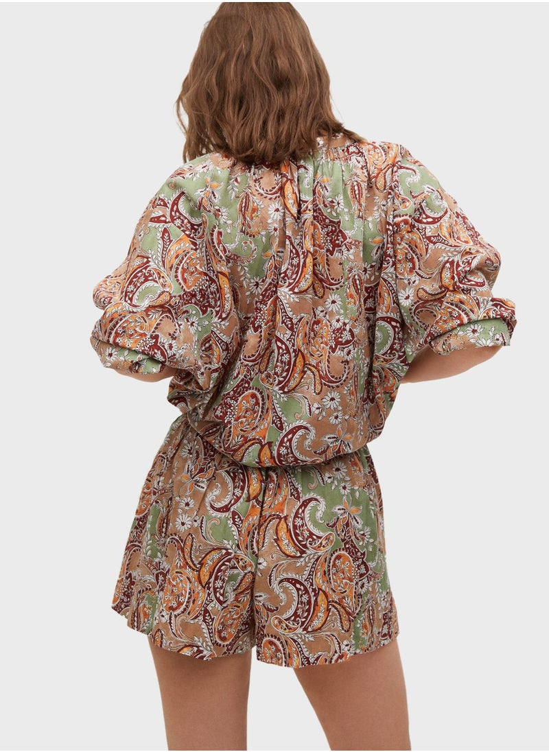 MANGO - Printed Mini Shorts - Image 1