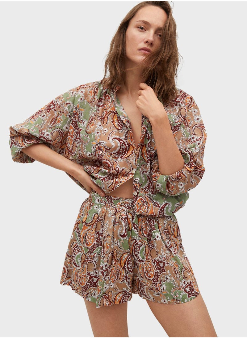 MANGO - Printed Mini Shorts - Image 1