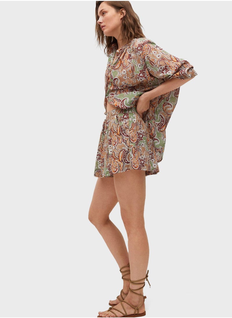 MANGO - Printed Mini Shorts - Image 1