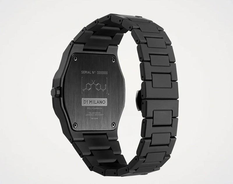 D1 Milano Polycarbon Unisex Luxury Watch, Polycarbonate Quartz Movement, Polycarbonate Strap, 50M Water Resistant Timepiece, Black Dial, 2 Years Warranty - PCBJ10 - Image 5