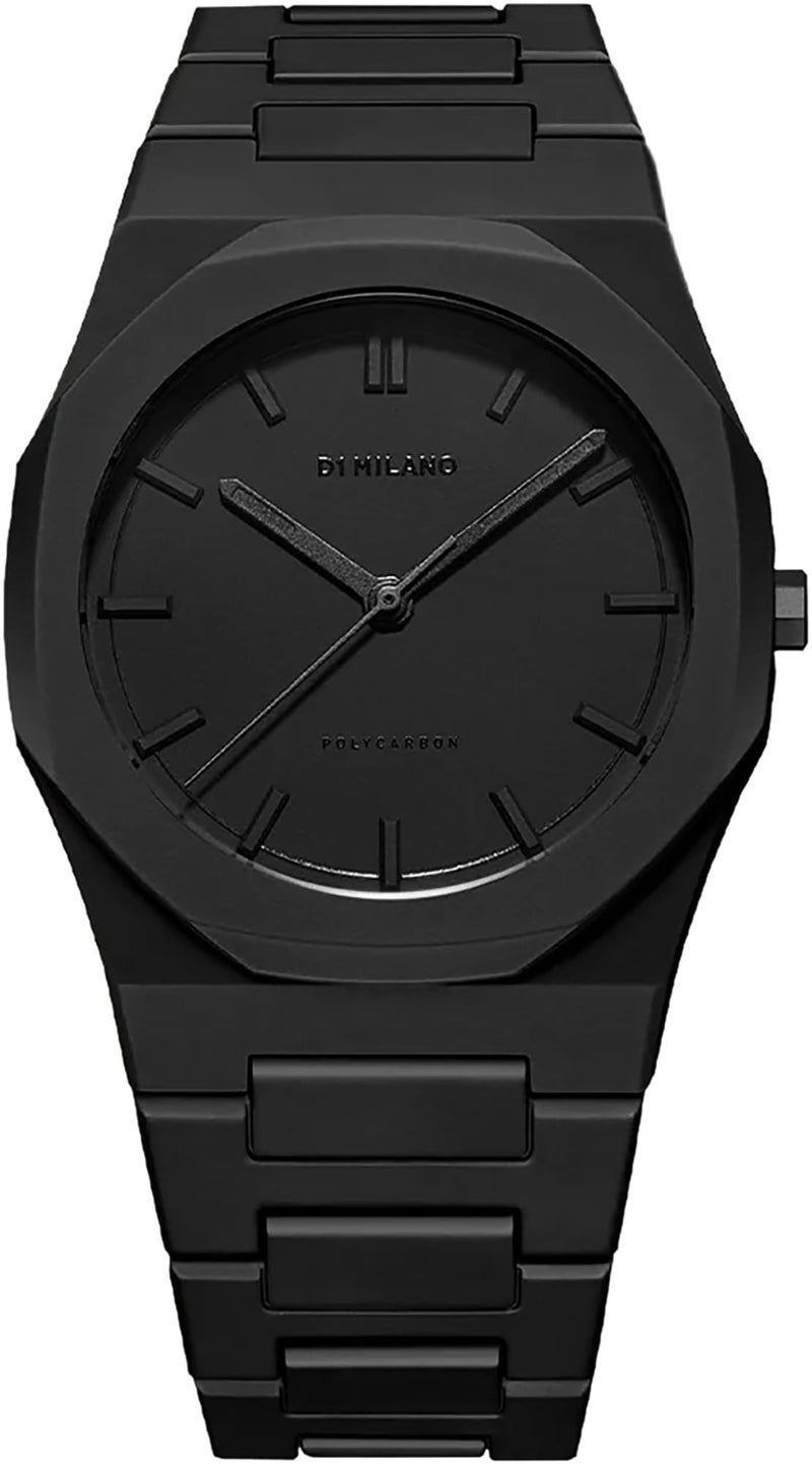 D1 Milano Polycarbon Unisex Luxury Watch, Polycarbonate Quartz Movement, Polycarbonate Strap, 50M Water Resistant Timepiece, Black Dial, 2 Years Warranty - PCBJ10 - Image 1