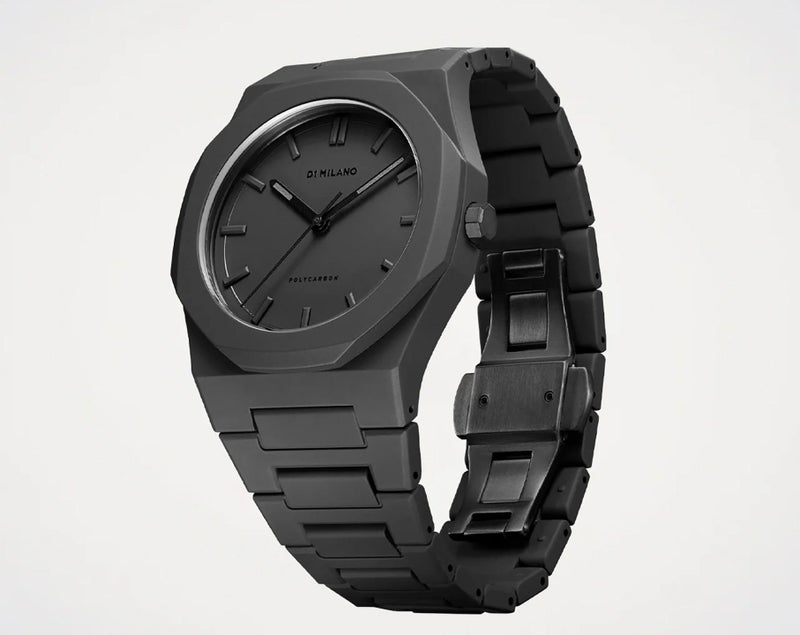 D1 Milano Polycarbon Unisex Luxury Watch, Polycarbonate Quartz Movement, Polycarbonate Strap, 50M Water Resistant Timepiece, Black Dial, 2 Years Warranty - PCBJ10 - Image 4