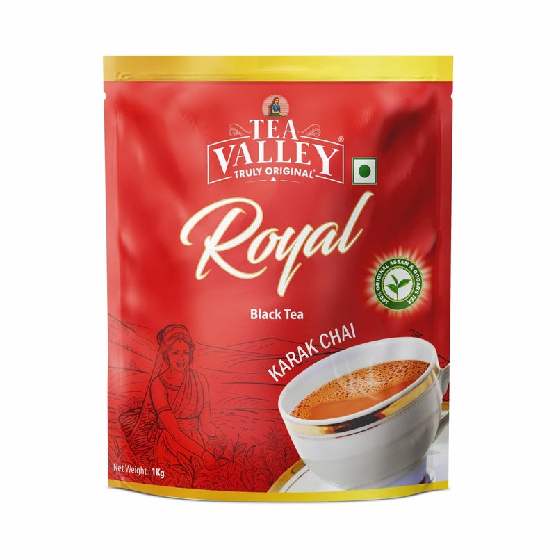 TEA VALLEY شاي فالي رويال 1 كجم | شاي CTC | مزيج مميز من شاي آسام وشاي دوارز | مزيج فريد مصمم لعشاق الشاي | طعم قوي، مالتي، عطري وغني - Image 1