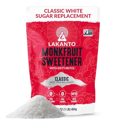 Lakanto Monk Fruit Sweetener With Erythritol, White Sugar Substitute From Monk Fruit Extract, Classic White Sugar Replacement for Baking, Coffee & Tea, Gluten Free, Low Carb, Non GMO, Keto, 1 LB Bag - Image 2
