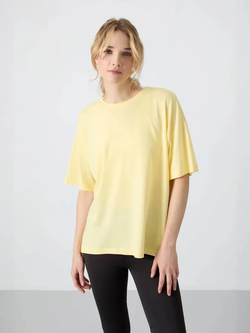 تومي لايف TOMMY Oversized Cotton-Modal Crew Neck T-Shirt
