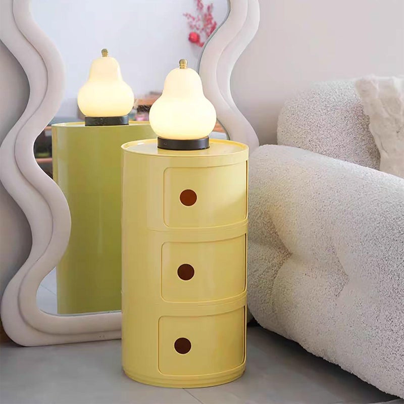 BxuxJar 3 Tier Round Nightstand with Drawers, Light Yellow Round Side Table Small Plastic Storage End Table Suitable for Bedroom, Living Room, Bathroom - Image 3