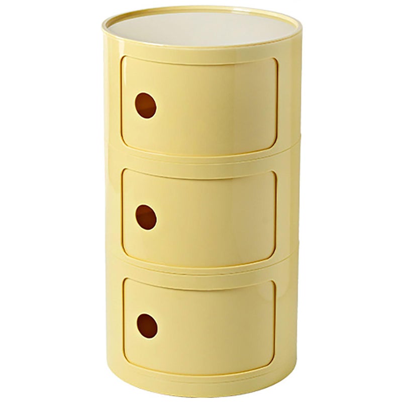 BxuxJar 3 Tier Round Nightstand with Drawers, Light Yellow Round Side Table Small Plastic Storage End Table Suitable for Bedroom, Living Room, Bathroom - Image 1