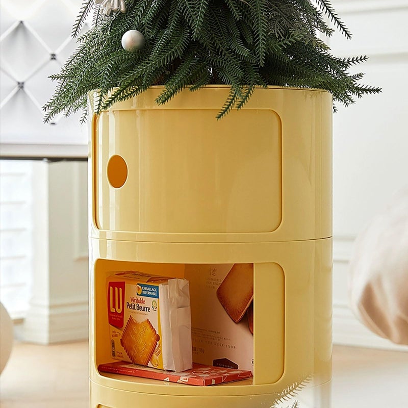BxuxJar 3 Tier Round Nightstand with Drawers, Light Yellow Round Side Table Small Plastic Storage End Table Suitable for Bedroom, Living Room, Bathroom - Image 4