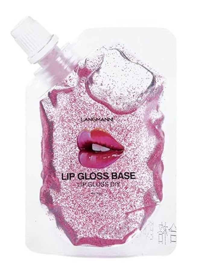 LANGMANNI DIY Lip Gloss Base, Lip Gloss Base Oil Material Lip Makeup Primers, Primer for DIY Handmade Micro Light Lip Balms Lip Gloss, Moisturizing Basic Gel - 20ML (Pink Pearlescent)  - Image 1