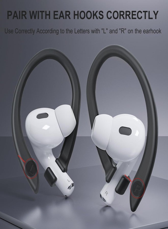ICARERSPACE 2 Pairs AirPods Ear Hooks for AirPods Pro 2, AirPods Pro, AirPods 4, 3, 2 & 1, Upgraded Anti Slip Sports Clip Hooks for AirPods 1, 2, 3, 4,Pro, Pro 2 - Black - Image 4