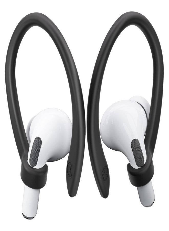 ICARERSPACE 2 Pairs AirPods Ear Hooks for AirPods Pro 2, AirPods Pro, AirPods 4, 3, 2 & 1, Upgraded Anti Slip Sports Clip Hooks for AirPods 1, 2, 3, 4,Pro, Pro 2 - Black - Image 1
