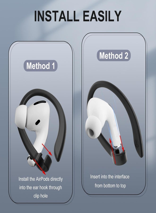 ICARERSPACE 2 Pairs AirPods Ear Hooks for AirPods Pro 2, AirPods Pro, AirPods 4, 3, 2 & 1, Upgraded Anti Slip Sports Clip Hooks for AirPods 1, 2, 3, 4,Pro, Pro 2 - Black - Image 5