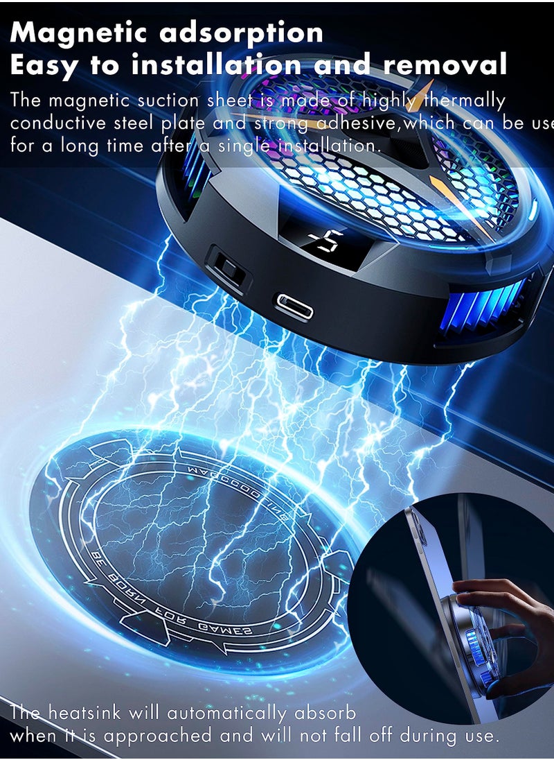 iPad Cooler,Magnetic Tablet Cooler for ipad/surface pro/Samsung Tab,Compatible for Steam Deck,Universal Radiator with Temperature Display for Mobile Gaming,Tiktok Live Streaming