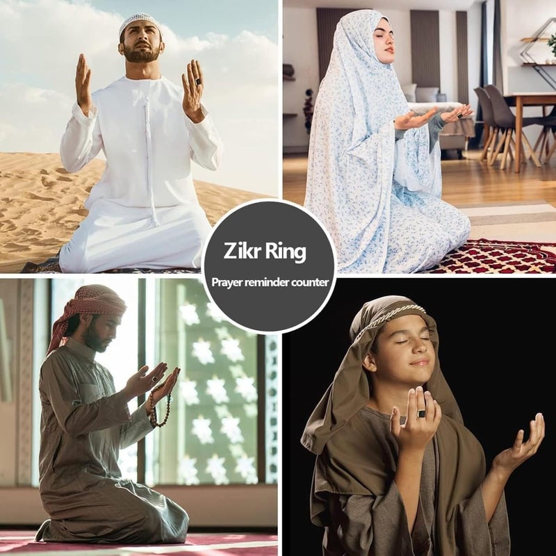 Tasbih Zikr Ring- Muslim Prayer- Prayer Timing Reminder OLED Display Tasbih Counter Smart Ring Wearable Technology Waterproof Variable in Size - Image 5