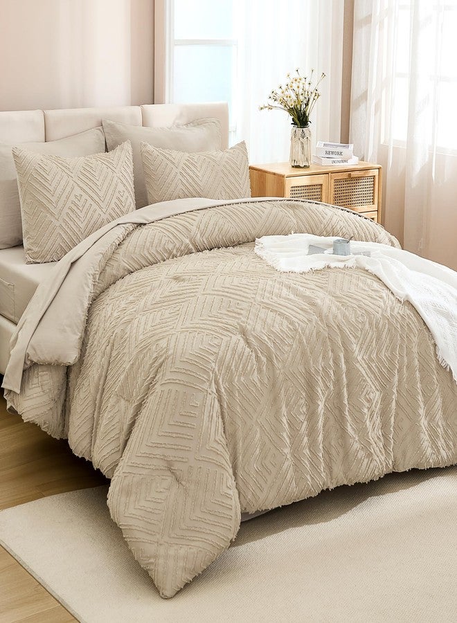 Andency Bed in a Bag Queen Khaki- 7 Pieces Queen Comforter Set Beddding Comforter Sets, Tufted Lightweight Fluffy Bed Set with Comforter, Sheets, Pillowcases & Shams for All Season - Image 1
