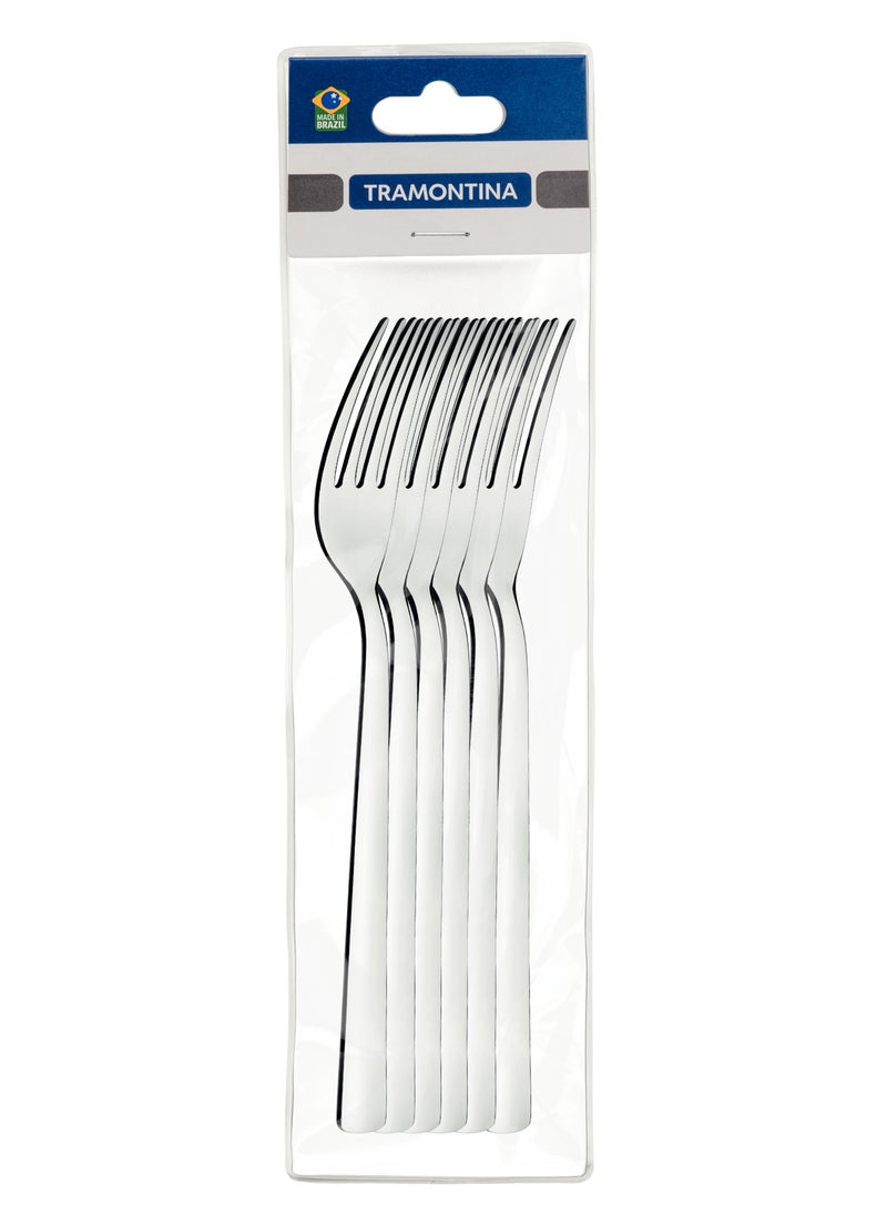 TRAMONTINA Since 1911,Made in Brazil- Oslo 6 Pieces Stainless Steel Table Fork Set with High Gloss Finish  - Image 1